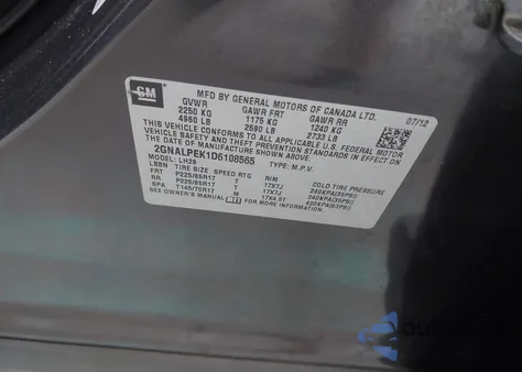 2013 Chevrolet Equinox 2Lt z USA, uszkodzony, nr VIN 2GNALPEK1D6108565